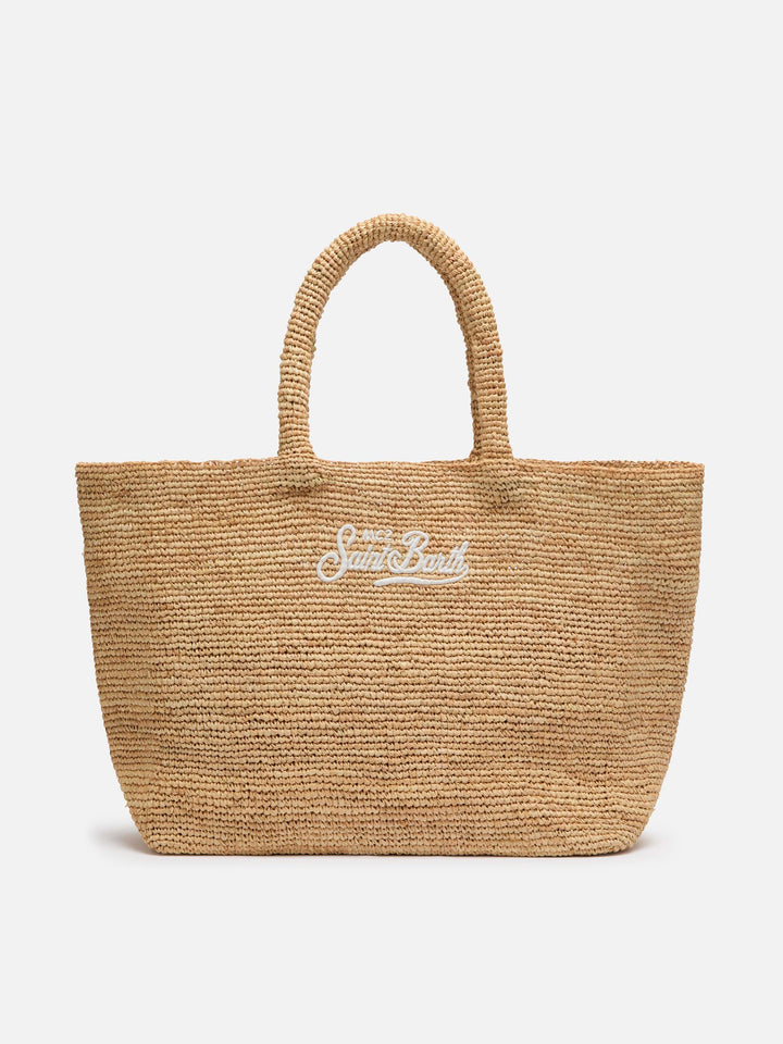 Beige Raffia Beach bag with cotton pouch