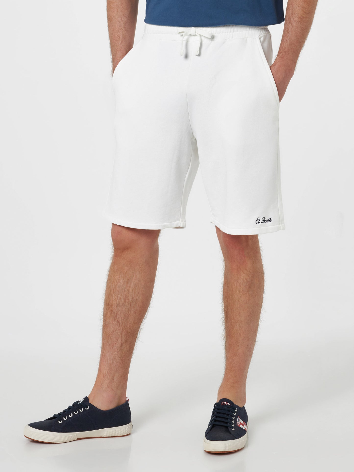 Bermuda Randle in felpa di cotone bianco