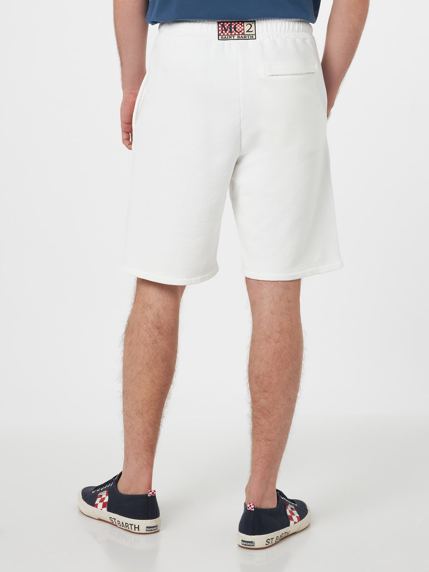 Bermuda Randle in felpa di cotone bianco