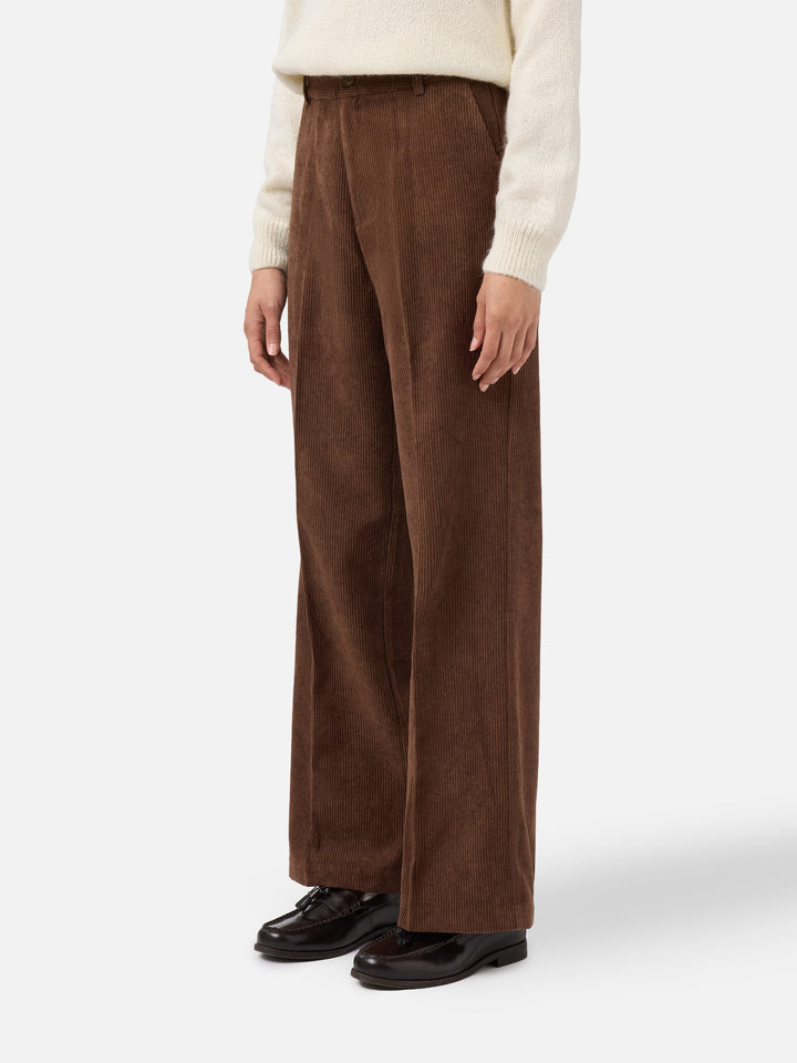 Rebella wide-leg trousers in corduroy brown
