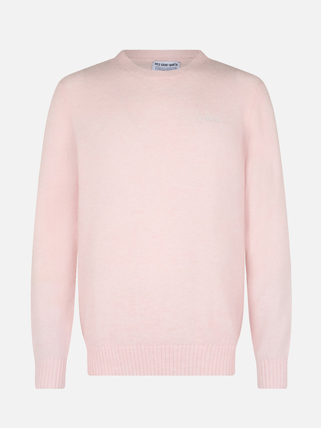 Man pink crewneck stretch sweater Regent - MC2 Saint Barth