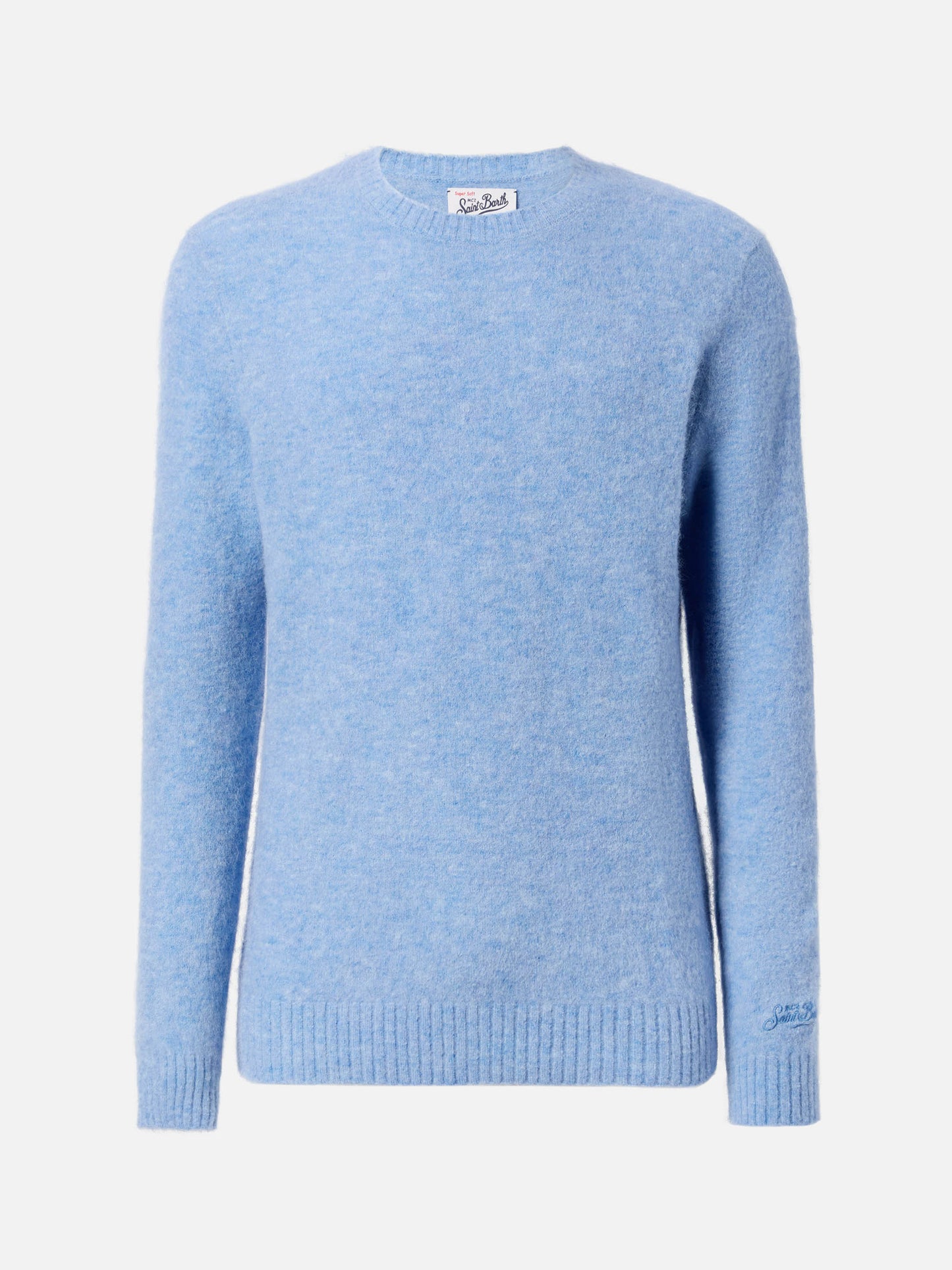 Maglione girocollo Regent in ALPACA STRETCH azzurro chiaro