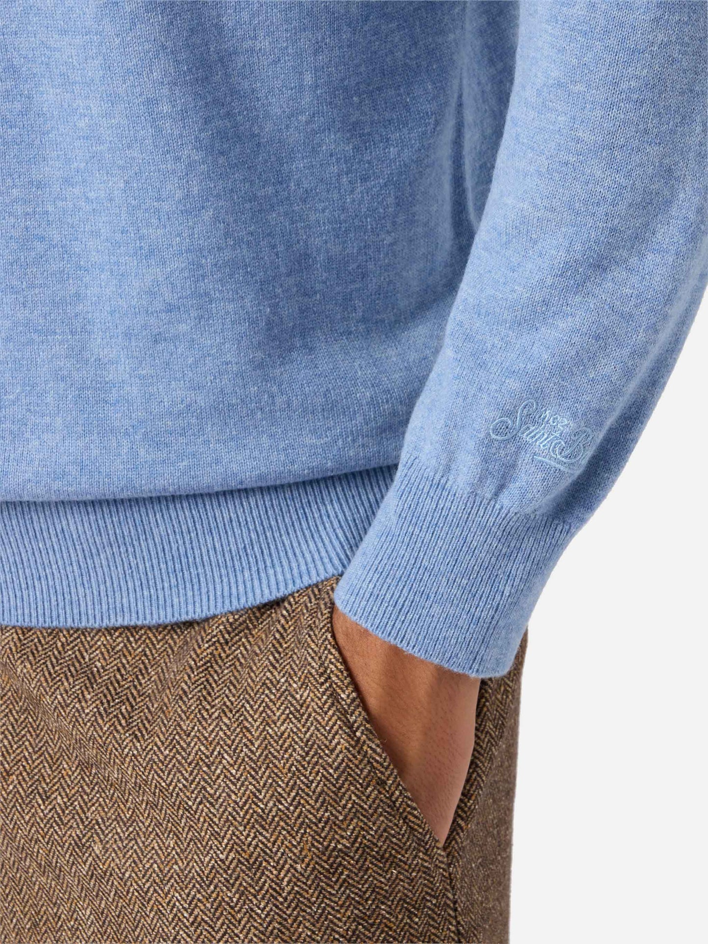 Regent wool-cashmere sweater in powder blue