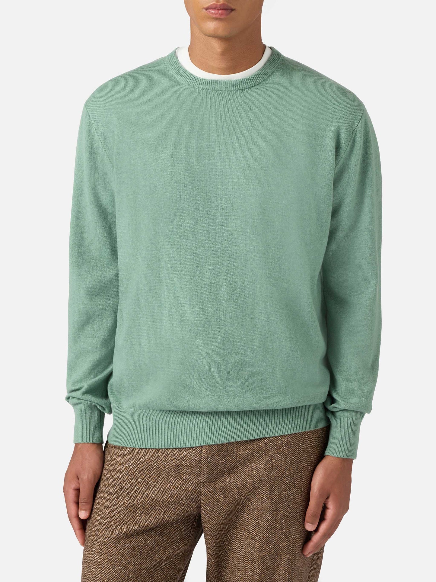 Regent sweater in sage green merino wool and cashmere