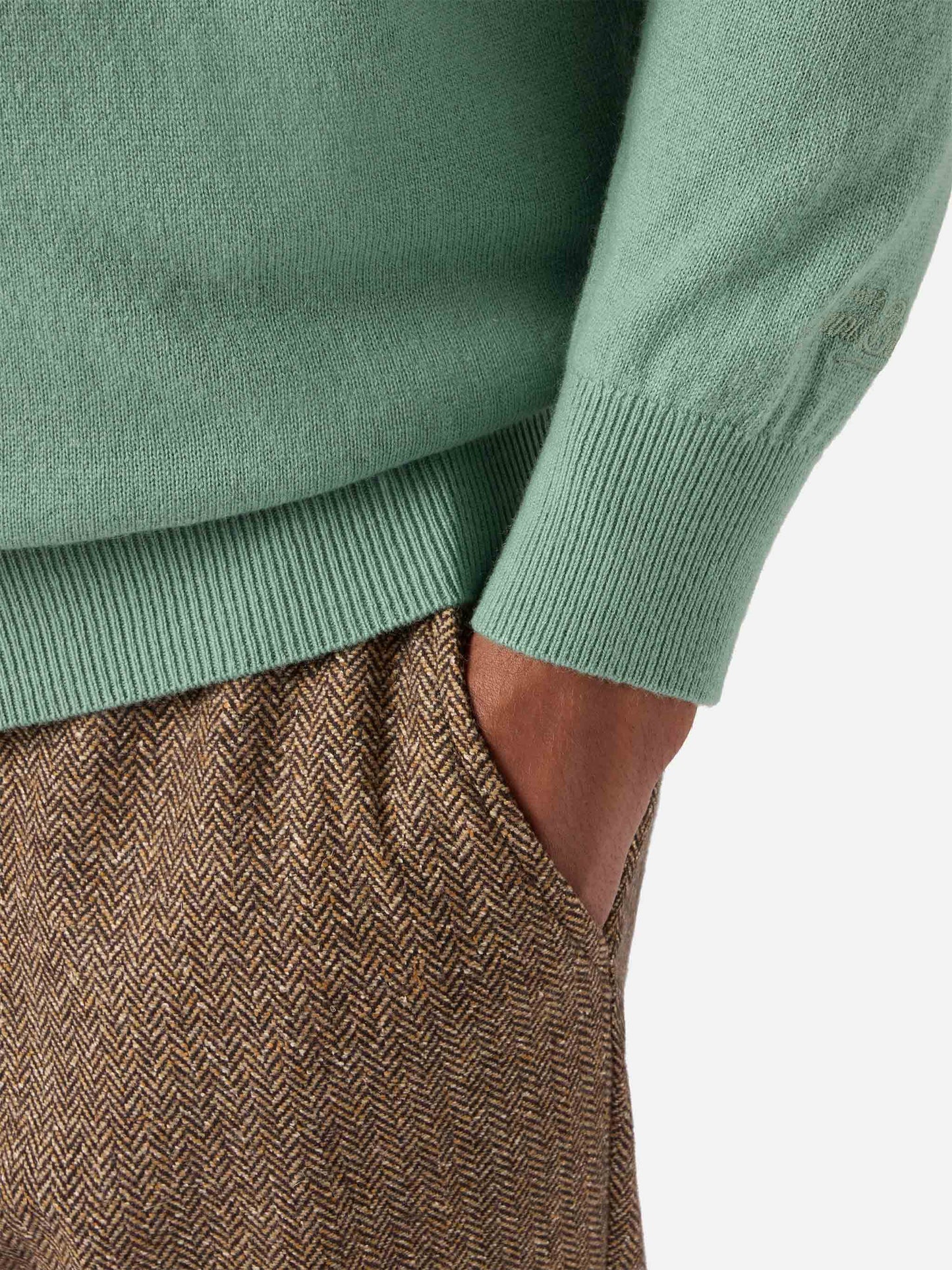 Regent sweater in sage green merino wool and cashmere