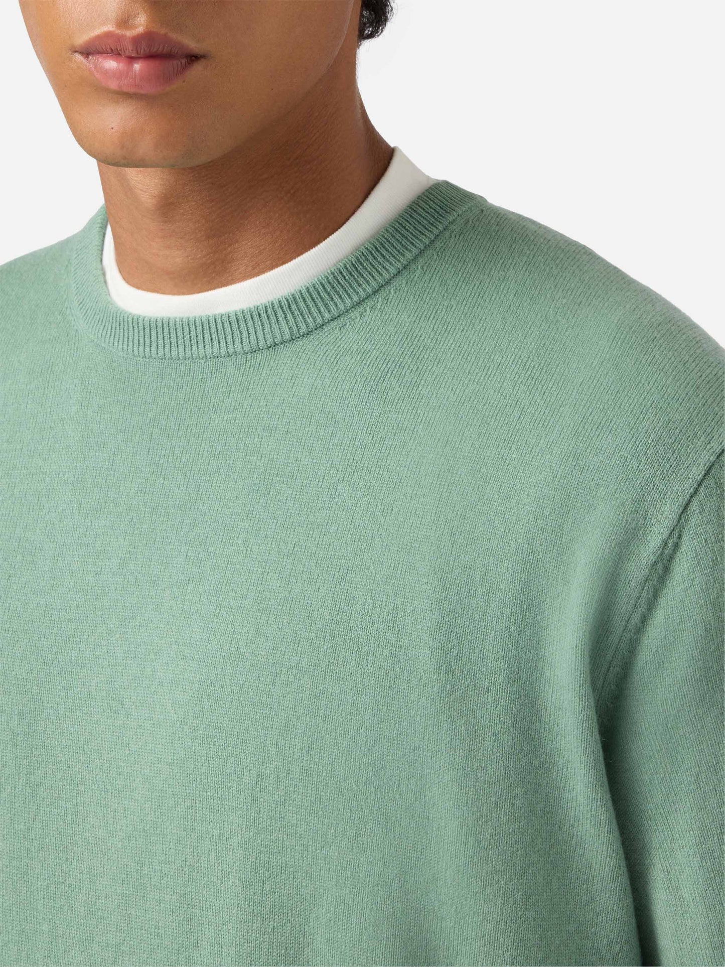 Regent sweater in sage green merino wool and cashmere