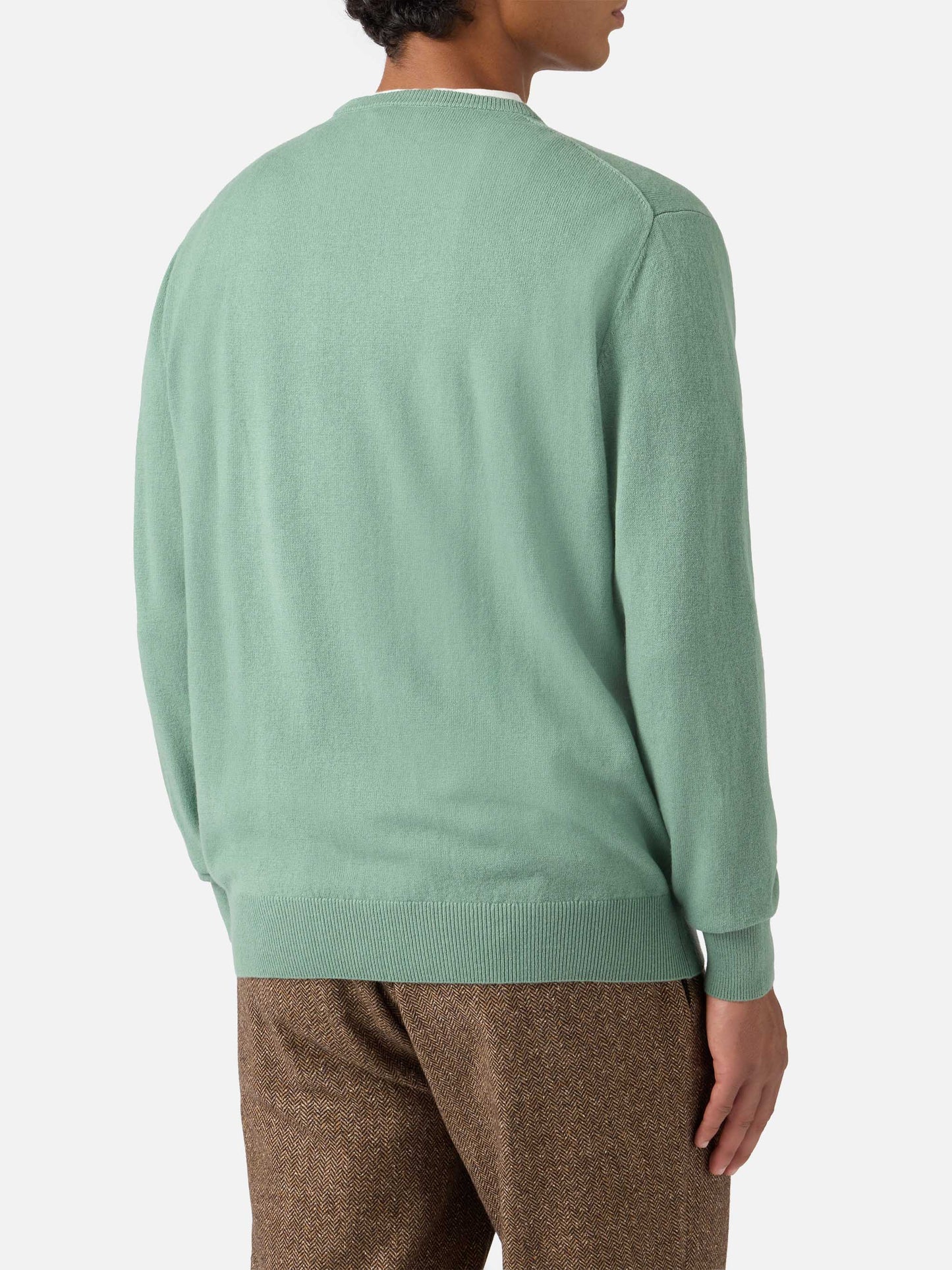 Regent sweater in sage green merino wool and cashmere