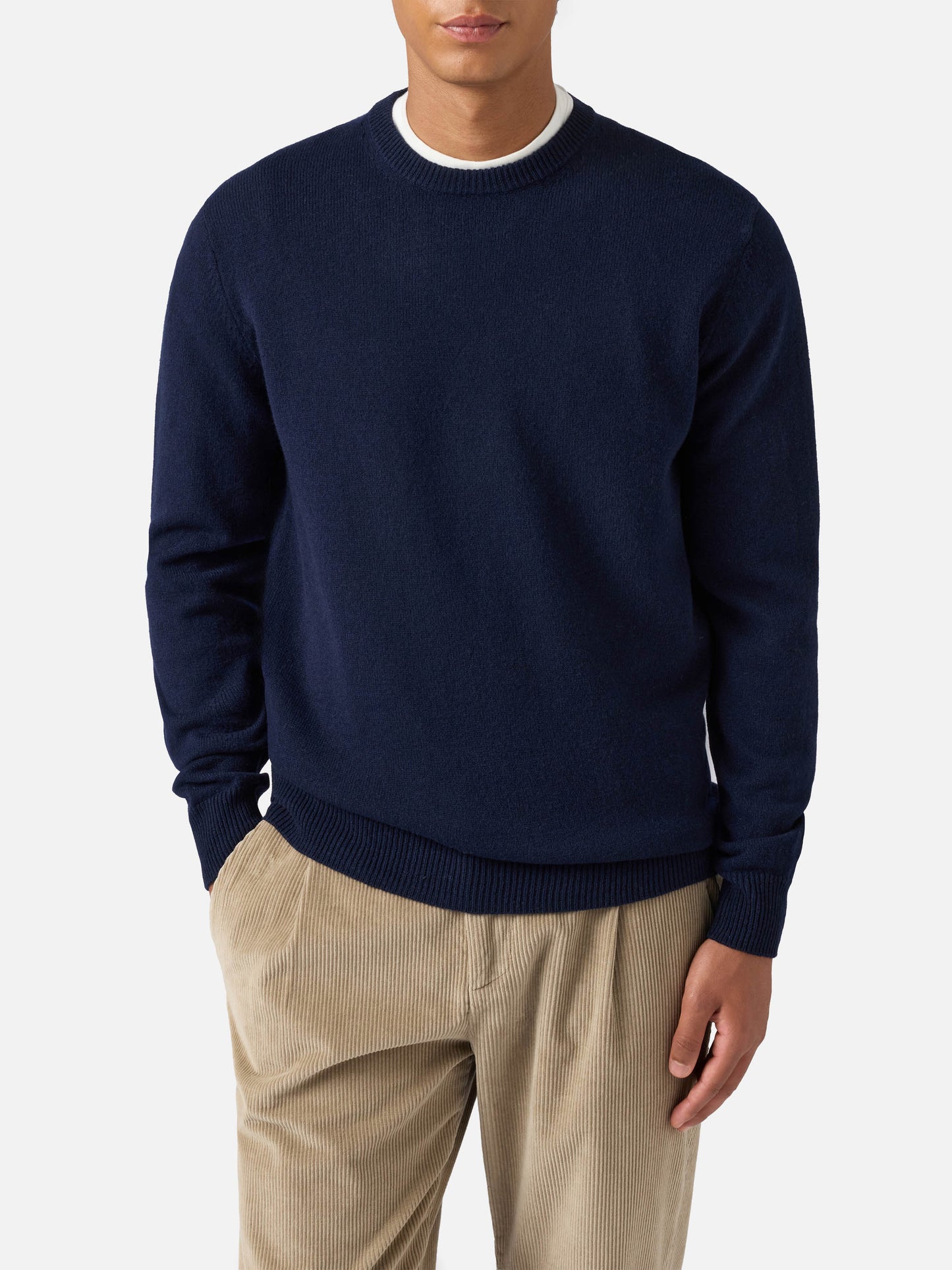 Regent 100% lambswool sweater in night blue