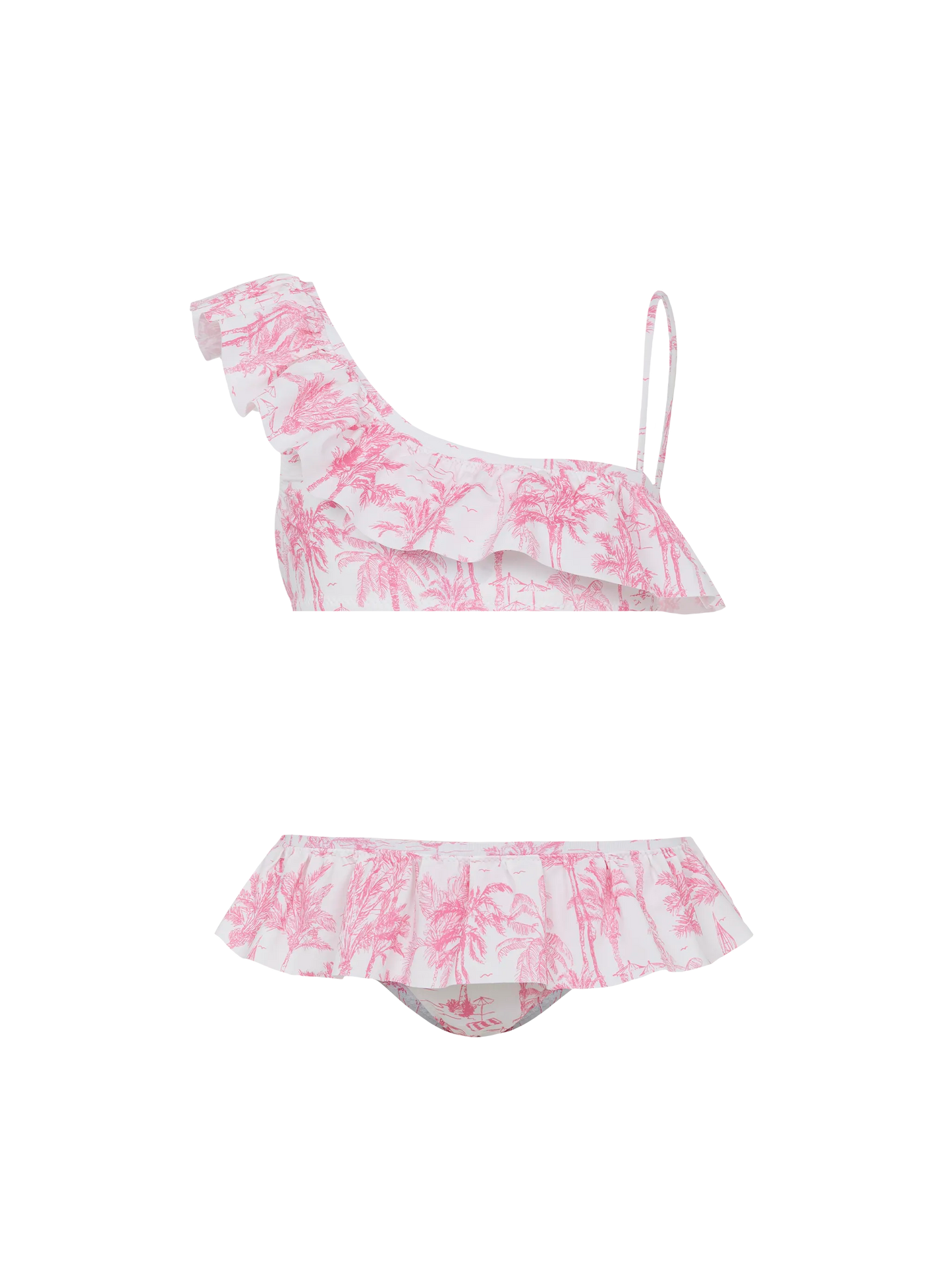 Rey one shoulder ruffled bikini with toile de jouy print - MC2 Saint Barth