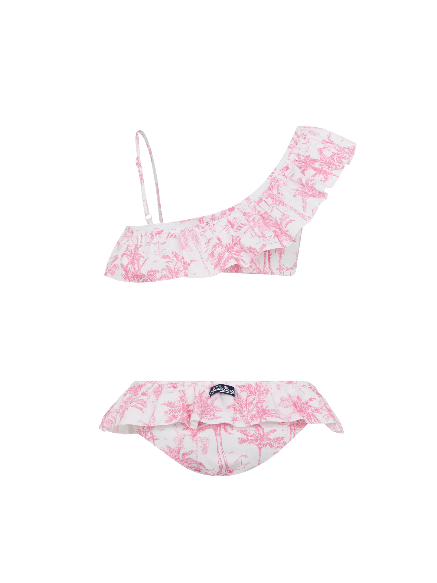 Rey one shoulder ruffled bikini with toile de jouy print - MC2 Saint Barth