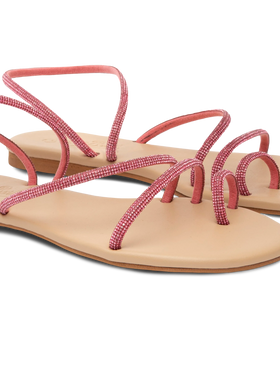 Flat Ring Sandals with fuchsia rhinestones - MC2 Saint Barth