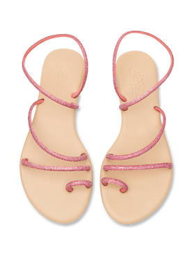 Flat Ring Sandals with fuchsia rhinestones - MC2 Saint Barth