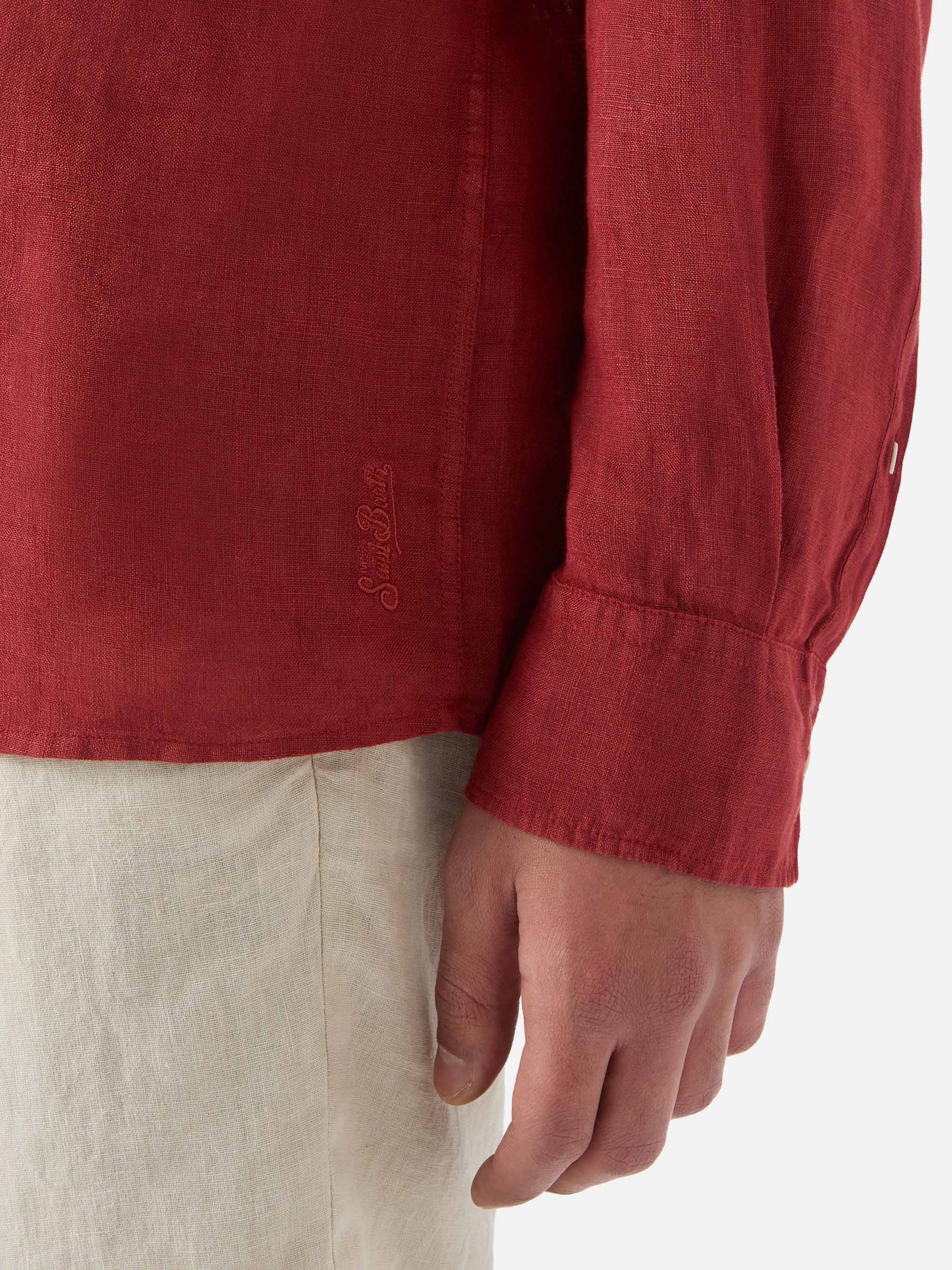 Raphael linen polo in red