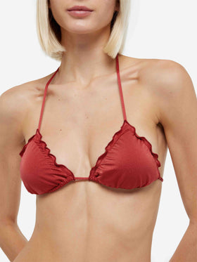 Sagittarius top triangolo classico in shimmer color rosso mattone