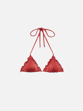 Sagittarius top triangolo classico in shimmer color rosso mattone