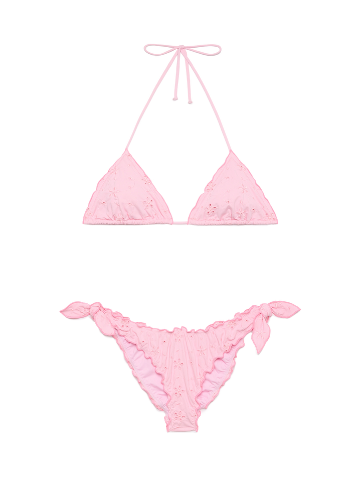 Classic triangle bikini Sagittarius Moon in pink Sangallo lace - MC2 Saint Barth