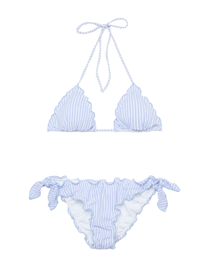 Classic seersucker triangle bikini Sagittarus Moon with striped print - MC2 Saint Barth