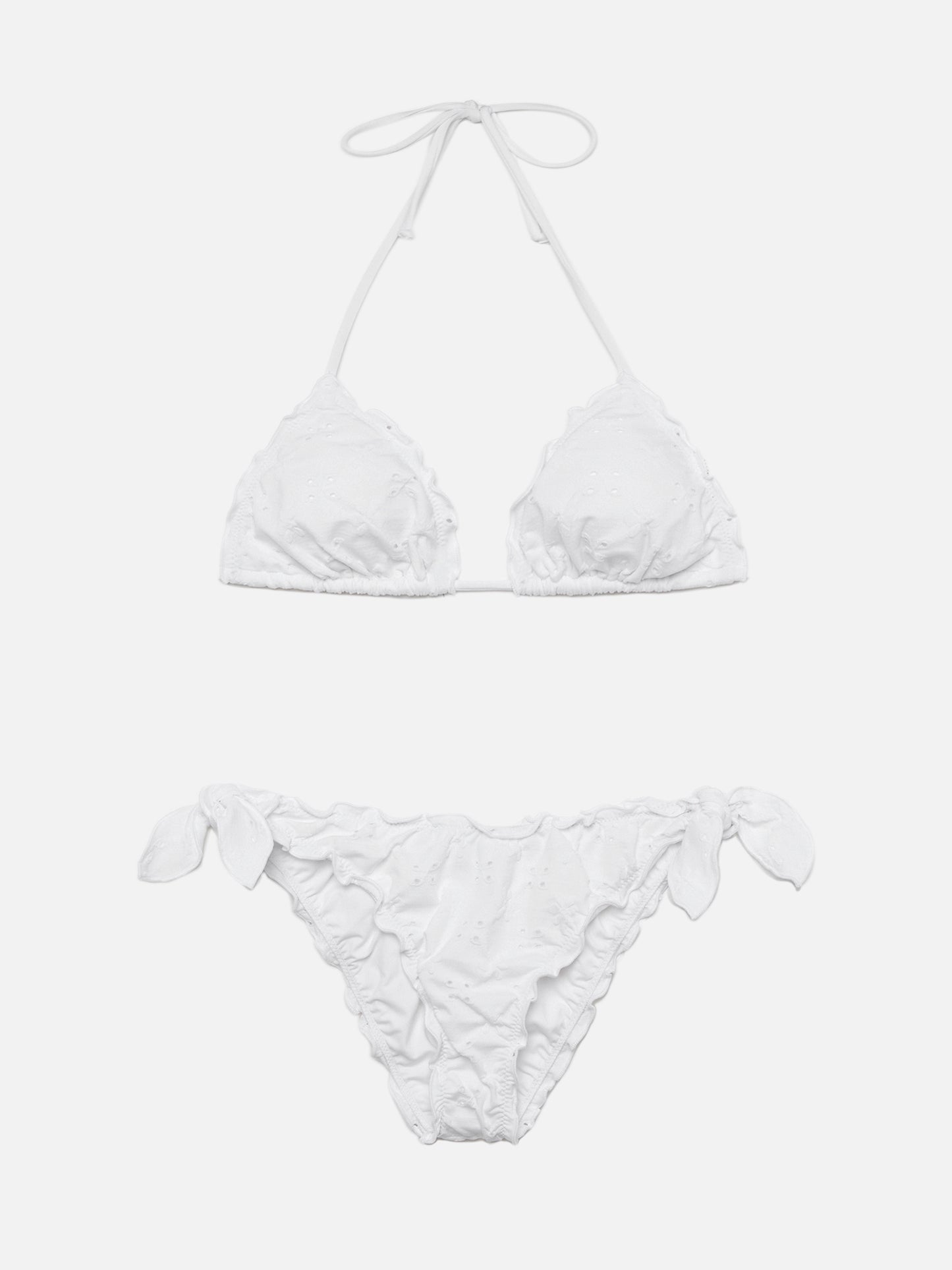 Classic triangle bikini Sagittarius Moon in white Sangallo lace