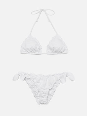 Classic triangle bikini Sagittarius Moon in white Sangallo lace