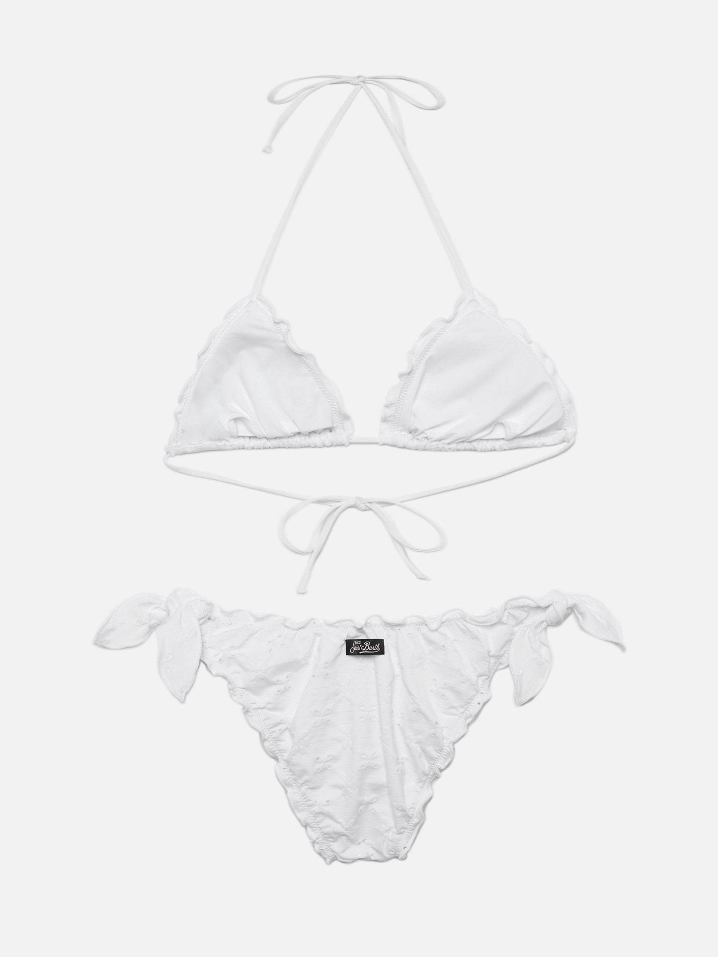 Classic triangle bikini Sagittarius Moon in white Sangallo lace