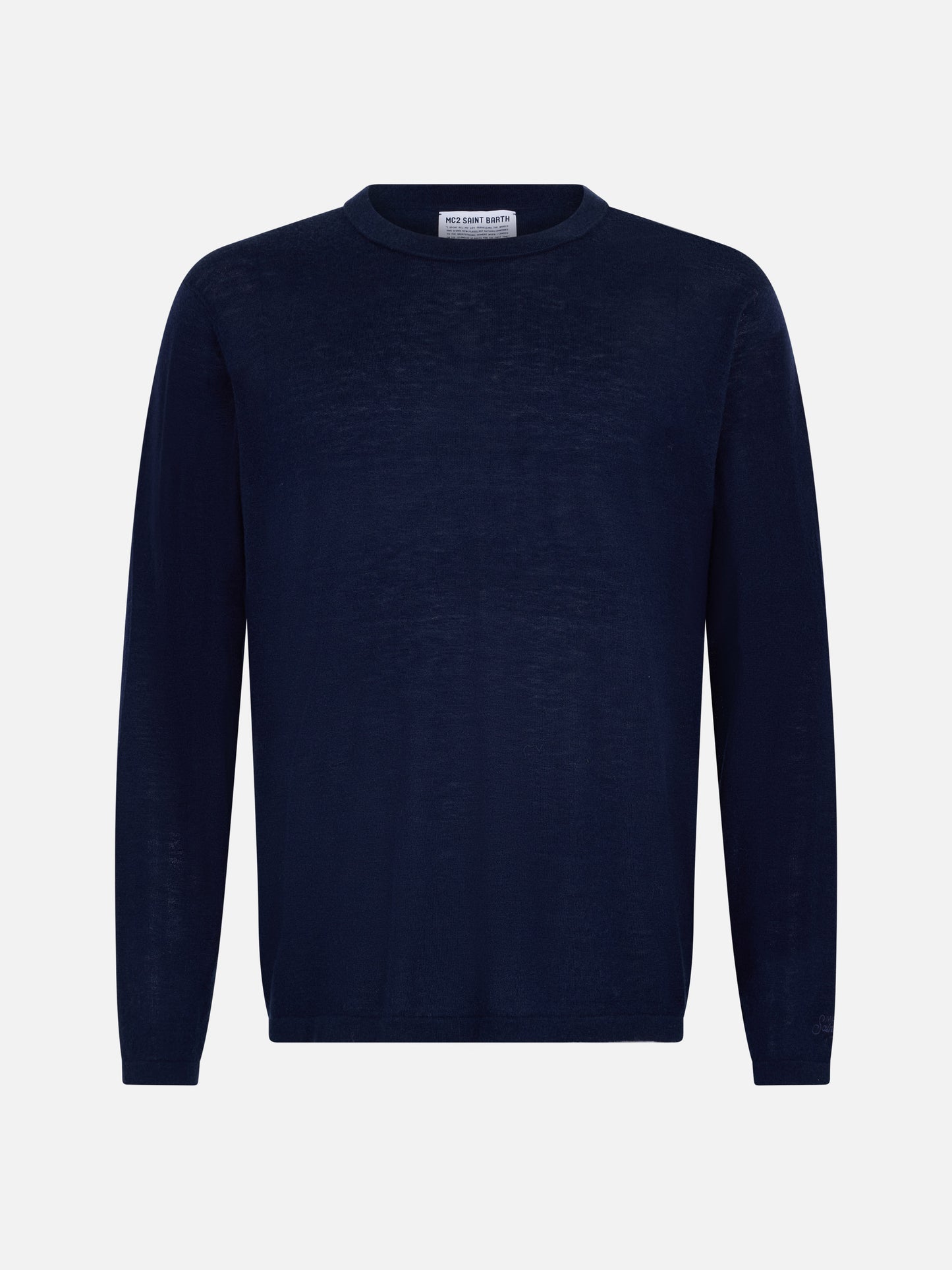 Man navy blue cashmere blend t-shirt Scott