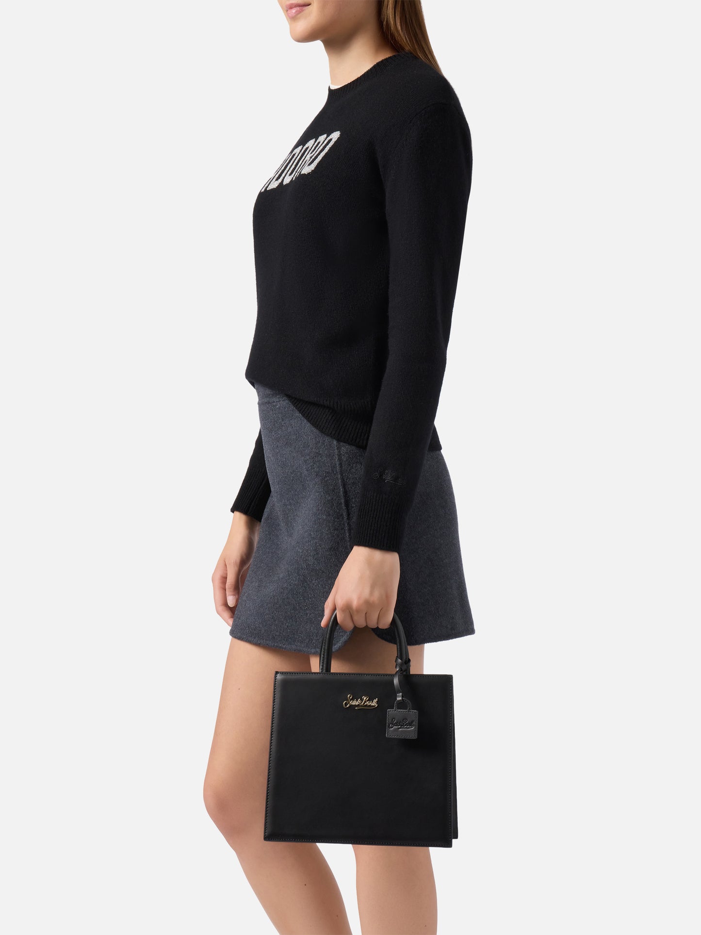 Shop Bag Midi Handbag in black leather