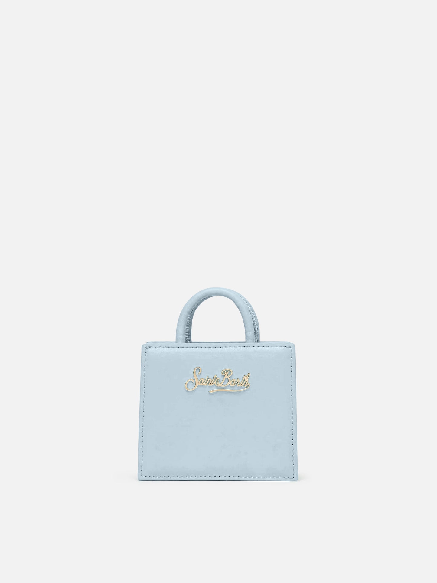Borsa Shop Bag Micro in pelle azzurra