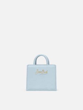 Borsa Shop Bag Micro in pelle azzurra