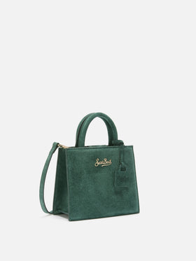 Borsa a mano Shop Bag Mini in pelle scamosciata verde