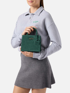 Borsa a mano Shop Bag Mini in pelle scamosciata verde