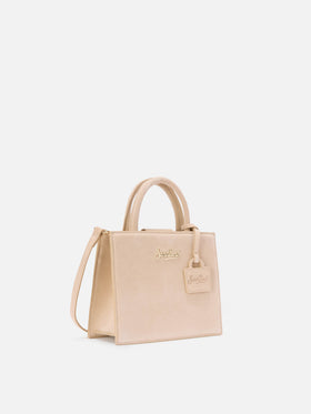 Shop Bag Mini Handbag in beige suede leather