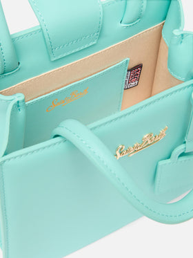 Shop Bag Mini in pelle verde acqua