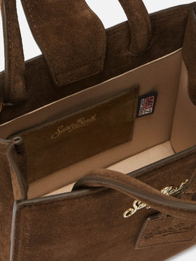 Shop Bag Mini Handbag in brown suede leather