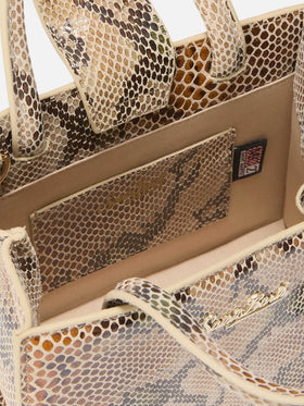 Shop Bag Mini in beige python-print leather