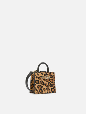 Micro borsa Shop Bag Micro in pelle e cavallino leopardato