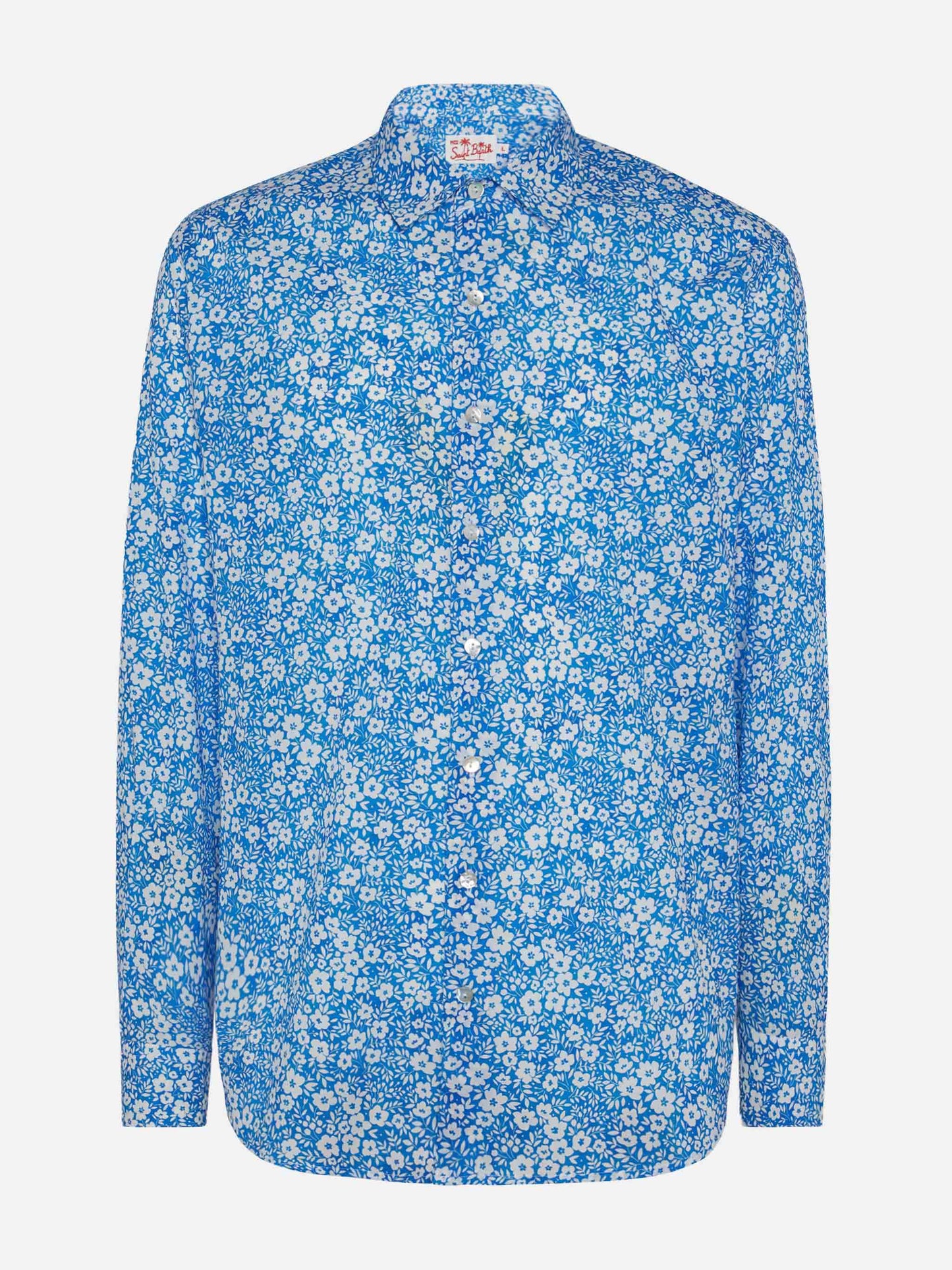 Muslin cotton shirt Sikelia with floral print