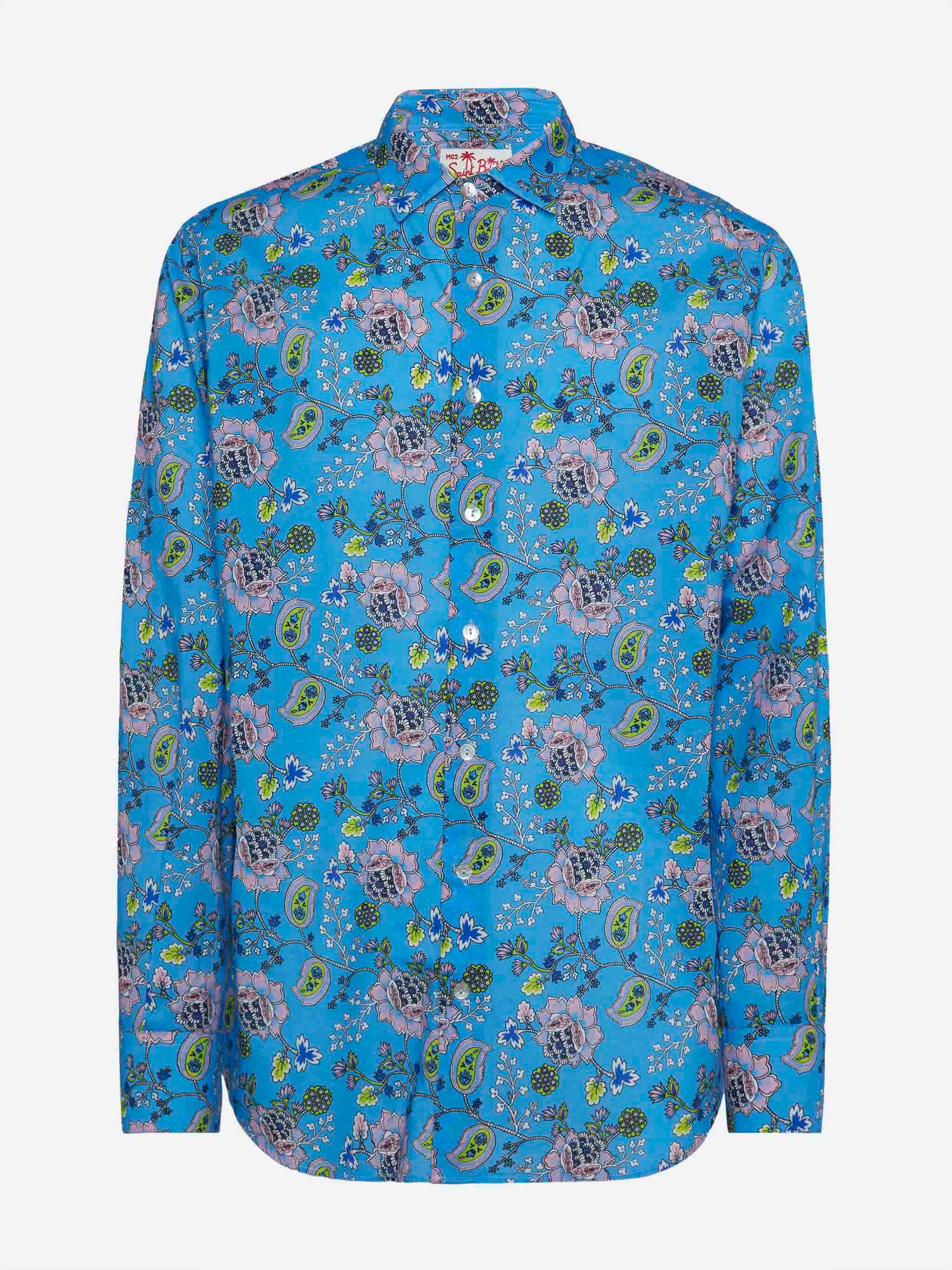 Muslin cotton shirt Sikelia with boho print - MC2 Saint Barth