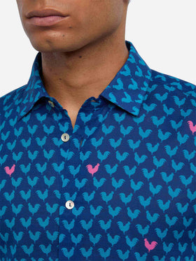 Man muslin cotton Sikelia shirt with rooster print