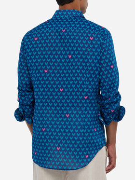 Man muslin cotton Sikelia shirt with rooster print