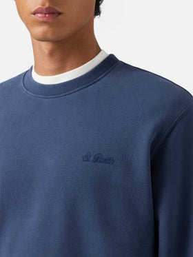 Soho cotton sweatshirt in navy blue with St. Barth embroidery