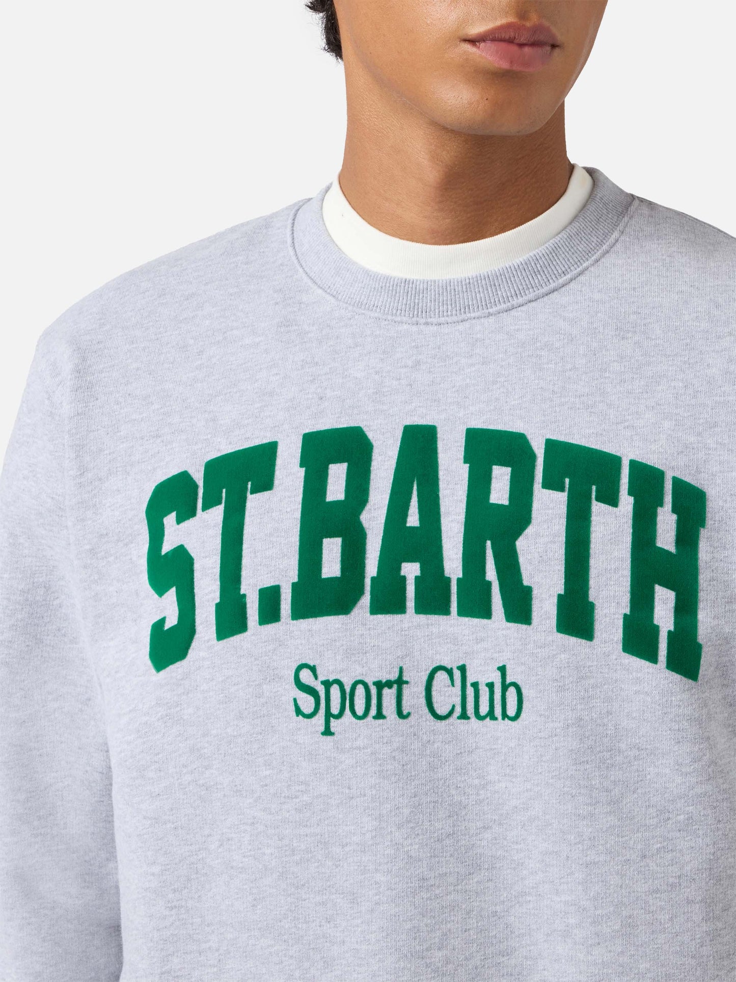 Soho cotton sweatshirt in grey melange with flock St. Barth Sport Club print