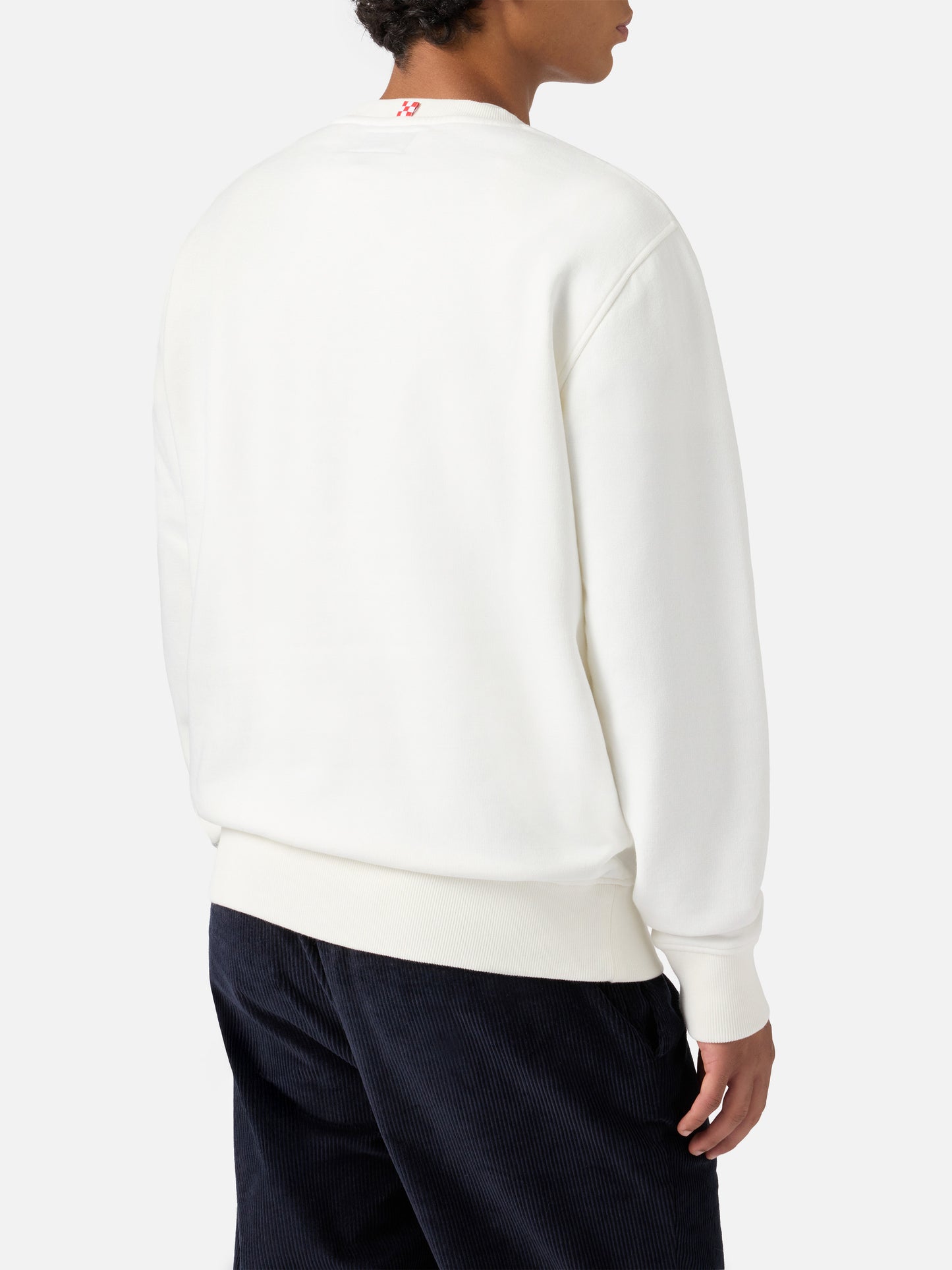 Felpa Soho in cotone bianco con stampa orologio sul polso e ricamo