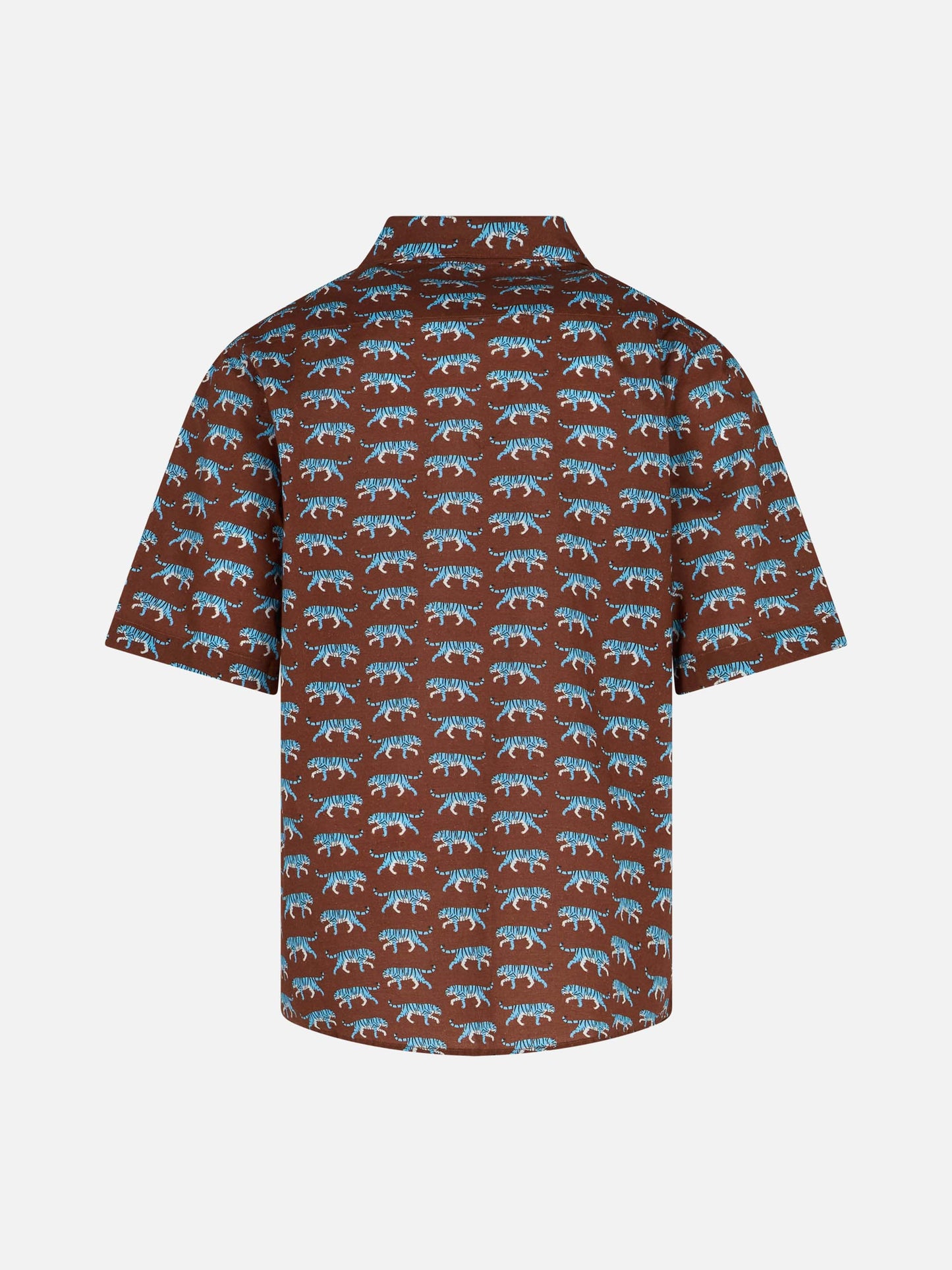 Brown Boy muslin cotton shirt Sharouk with tiger print - MC2 Saint Barth