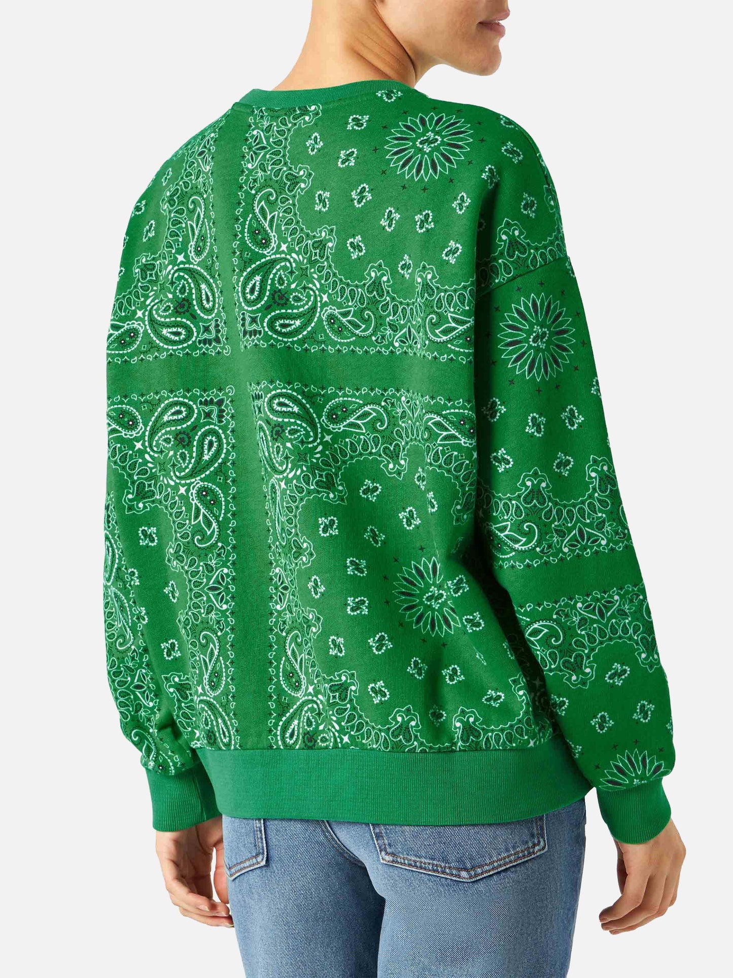Green Stardust cotton sweatshirt with bandana print