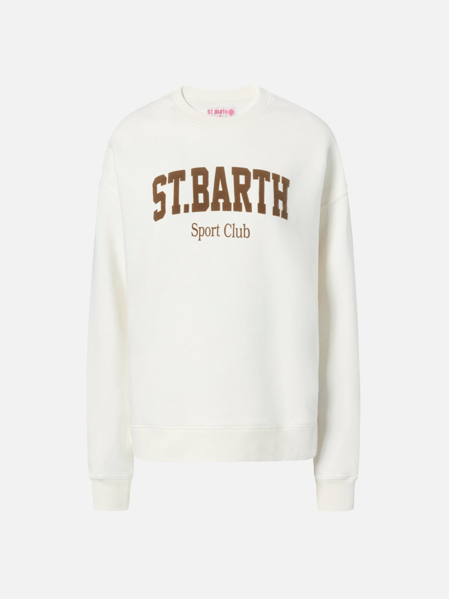 Felpa Stardust in cotone bianco con stampa flock St. Barth sport club