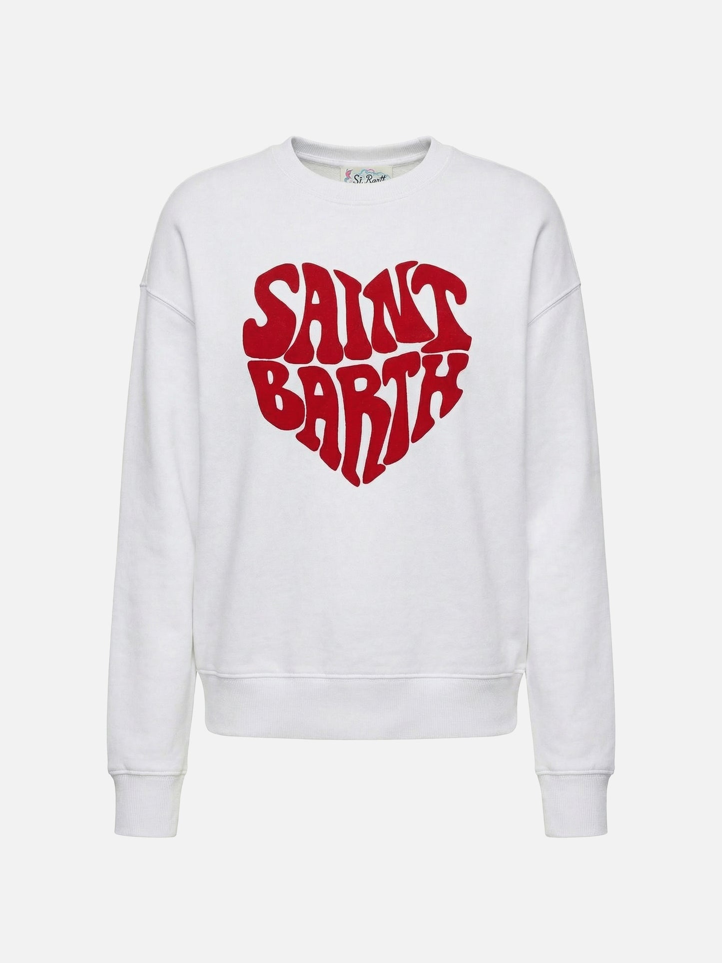 Crewneck sweatshirt with flocked Saint Barth heart
