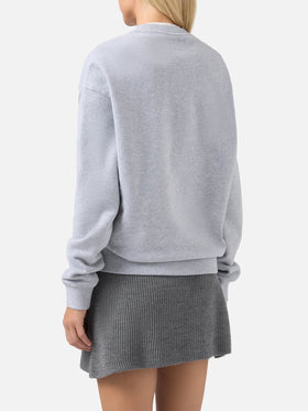 Stardust cotton sweatshirt in grey with St. Barth Sport Club flock print