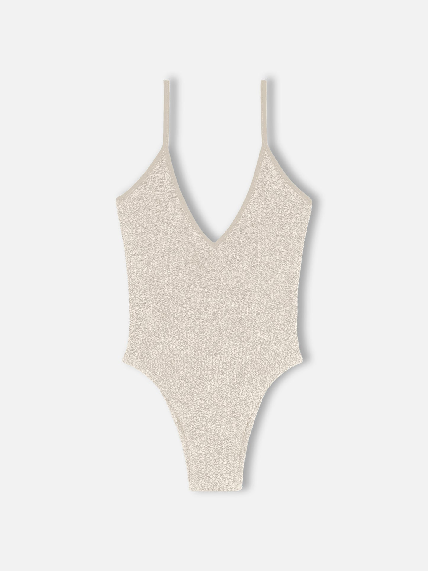 Woman beige crinkle one piece swimsuit Susanne