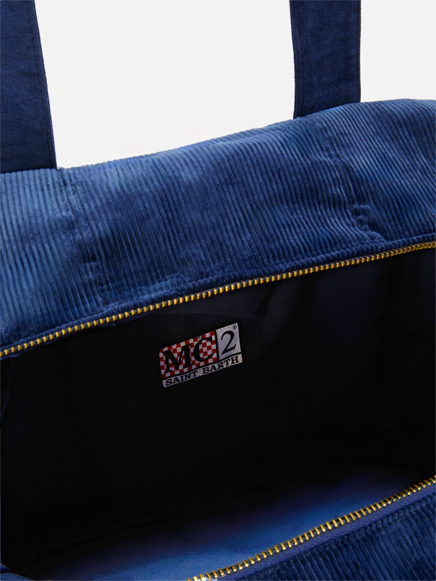 Borsone da viaggio Travel Bag Corduroy in velluto a coste blu e suede