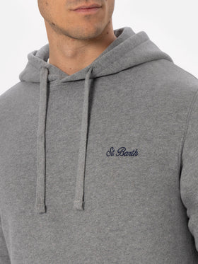 Man mélange grey sweatshirt Tribeca with St. Barth embroidery - MC2 Saint Barth